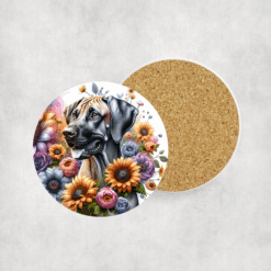 Rhodesian Ridgeback in Flowers Ceramic Coaster - Lifestyle