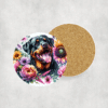 Rottweiler in Flowers Ceramic Coaster - Lifestyle