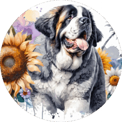 Saint Bernard in Flowers Ceramic Coaster - Render