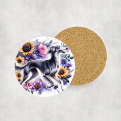 Saluki in Flowers Ceramic Coaster - Lifestyle
