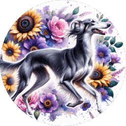Saluki in Flowers Ceramic Coaster - Render