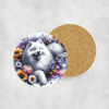 Samoyed in Flowers Ceramic Coaster - Lifestyle