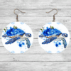 Sea Turtle Blue Floral Round Earrings - Lifestyle
