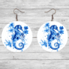 Seahorse Blue Floral Round Earrings - Lifestyle