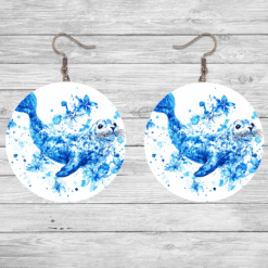 Seal Blue Floral Round Earrings - Lifestyle
