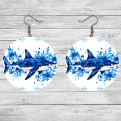 Shark Blue Floral Round Earrings - Lifestyle