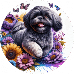 Shih Tzu in Flowers Ceramic Coaster - Render