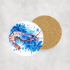 Shrimp Blue Floral Ceramic Coaster - Lifestyle