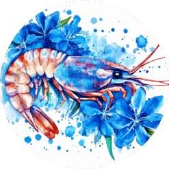 Shrimp Blue Floral Ceramic Coaster - Render