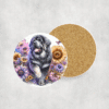 Tibetan Mastiff in Flowers Ceramic Coaster - Lifestyle