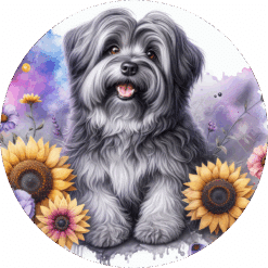 Tibetan Terrier in Flowers Ceramic Coaster - Render