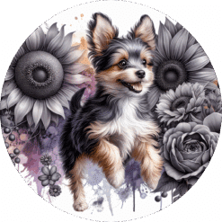 Toy Fox Terrier in Flowers Ceramic Coaster - Render