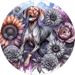 Vizsla in Flowers Ceramic Coaster - Render