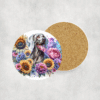 Weimaraner in Flowers Ceramic Coaster - Lifestyle