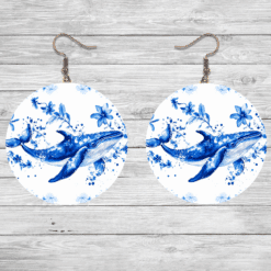 Whale Blue Floral Round Earrings - Lifestyle