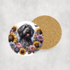 Wirehaired Pointing Griffon in Flowers Ceramic Coaster - Lifestyle