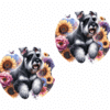 Giant Schnauzer in Flowers Ceramic Car Coaster Set