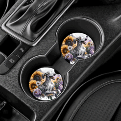 Ibizan Hound in Flowers Ceramic Car Coaster Set - Lifestyle