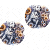 Labrador Retriever in Flowers Ceramic Car Coaster Set - Front