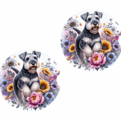 Lakeland Terrier in Flowers Ceramic Car Coaster Set - Front