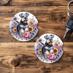 Lakeland Terrier in Flowers Ceramic Car Coaster Set - Main